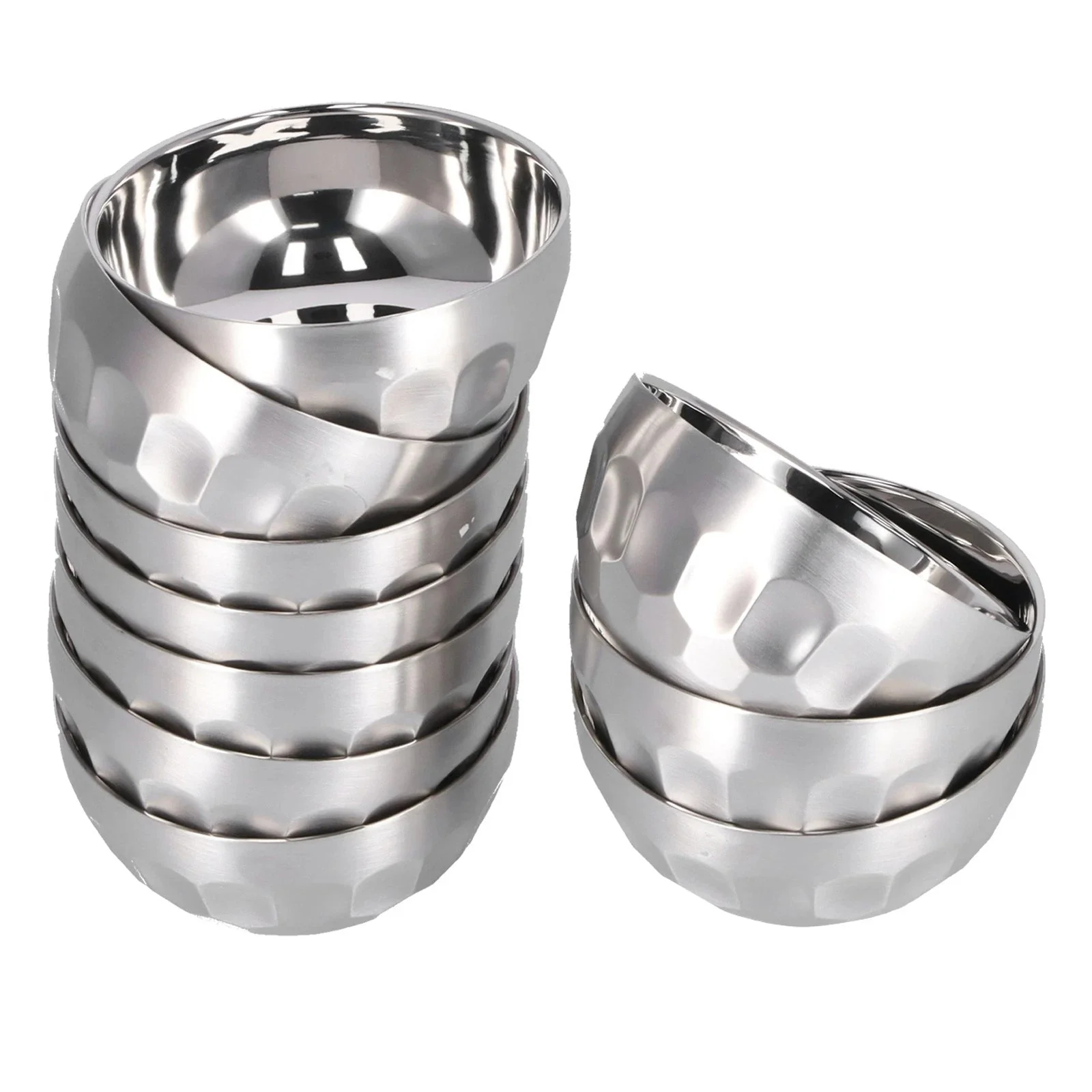 10pcs Stainless Steel Double Wall Heat Insulated Bowls