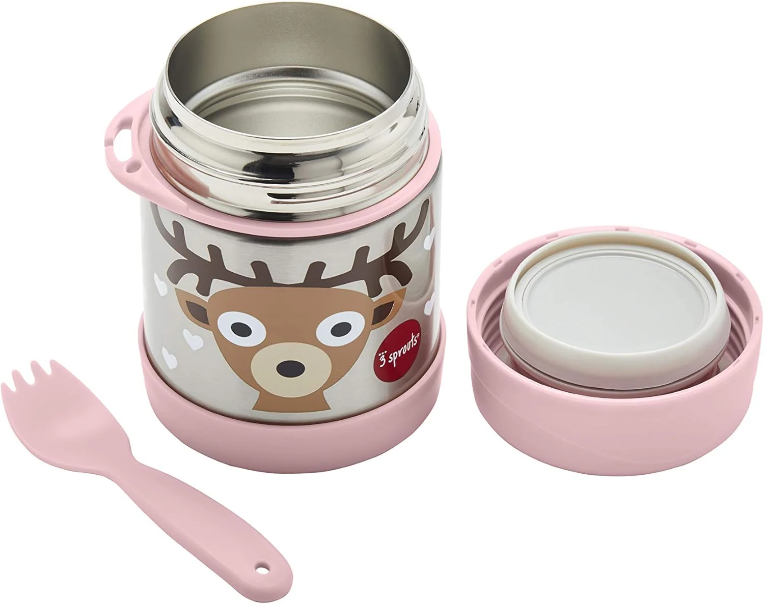 3 Sprouts Stainless Steel Food Flask and Spork for Kids - Deer - Image 2