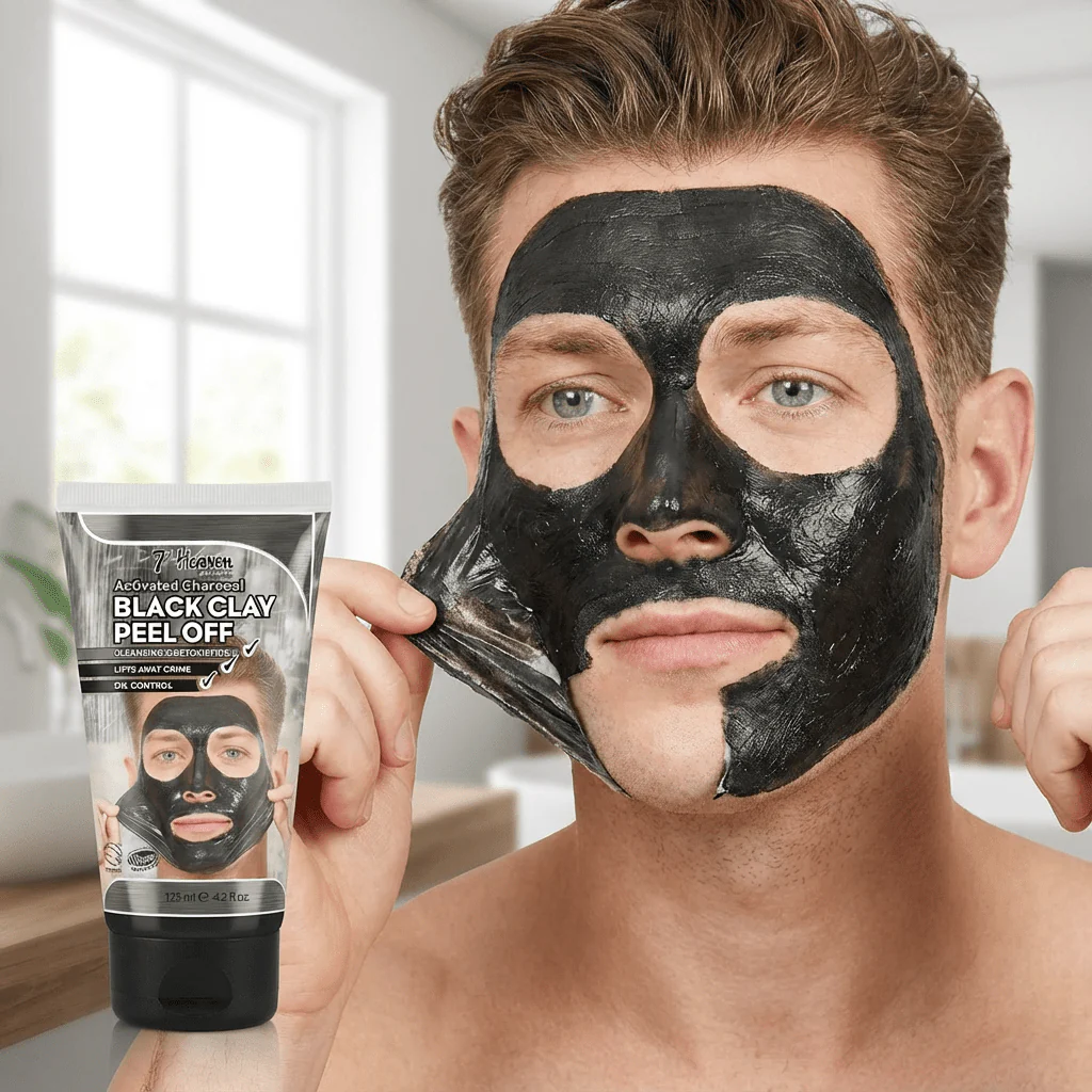 7th Heaven Activated Charcoal Black Clay Peel Off Face Mask for Men 125ML - Image 2