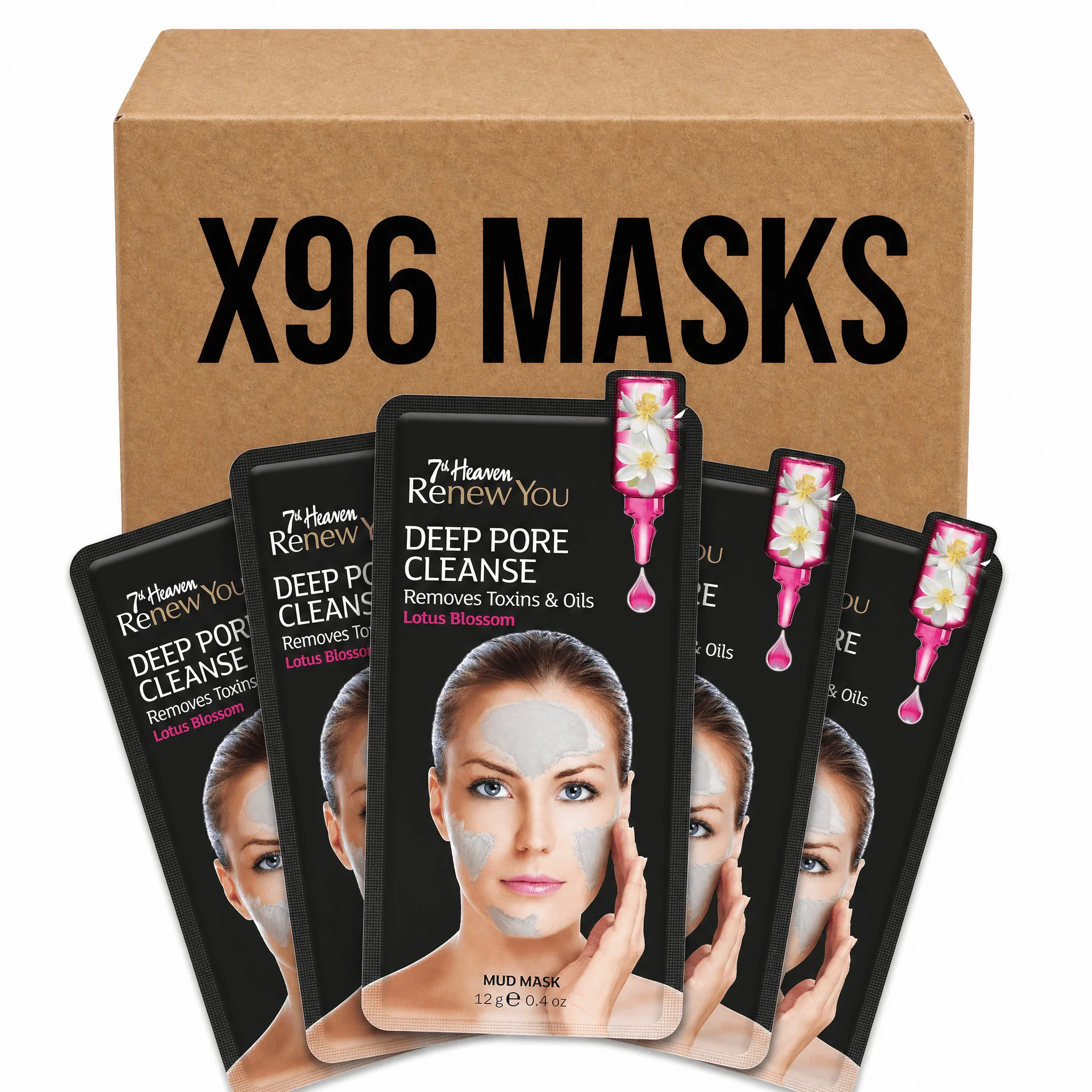 7th Heaven Deep Pore Cleanse Mud Masks - 96 Pack