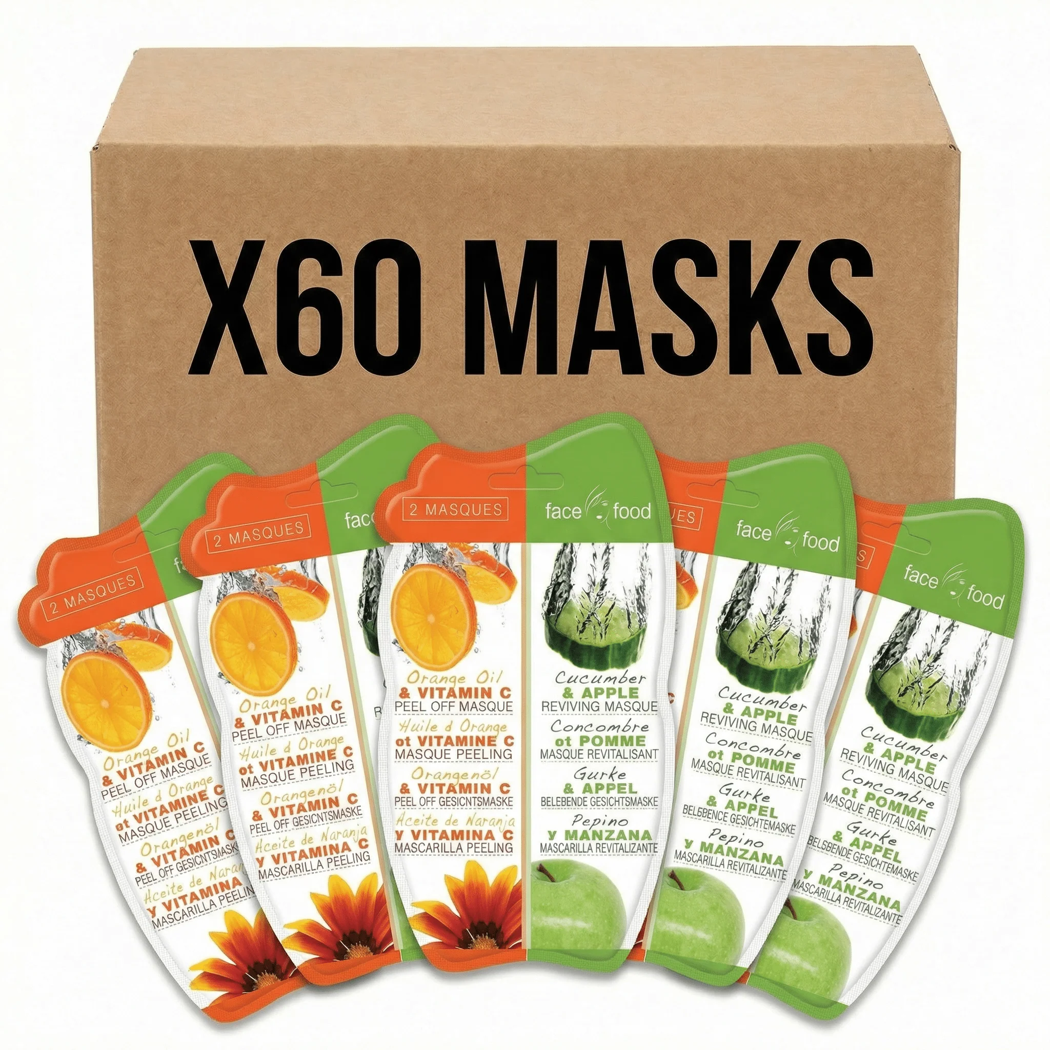 7th Heaven Face Food Orange & Vit C Peel Off/Cucumber & Apple Reviving - X 60
