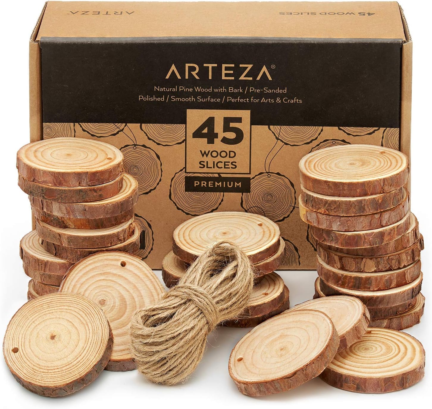 ARTEZA Art Wood Slices (45 Pieces)