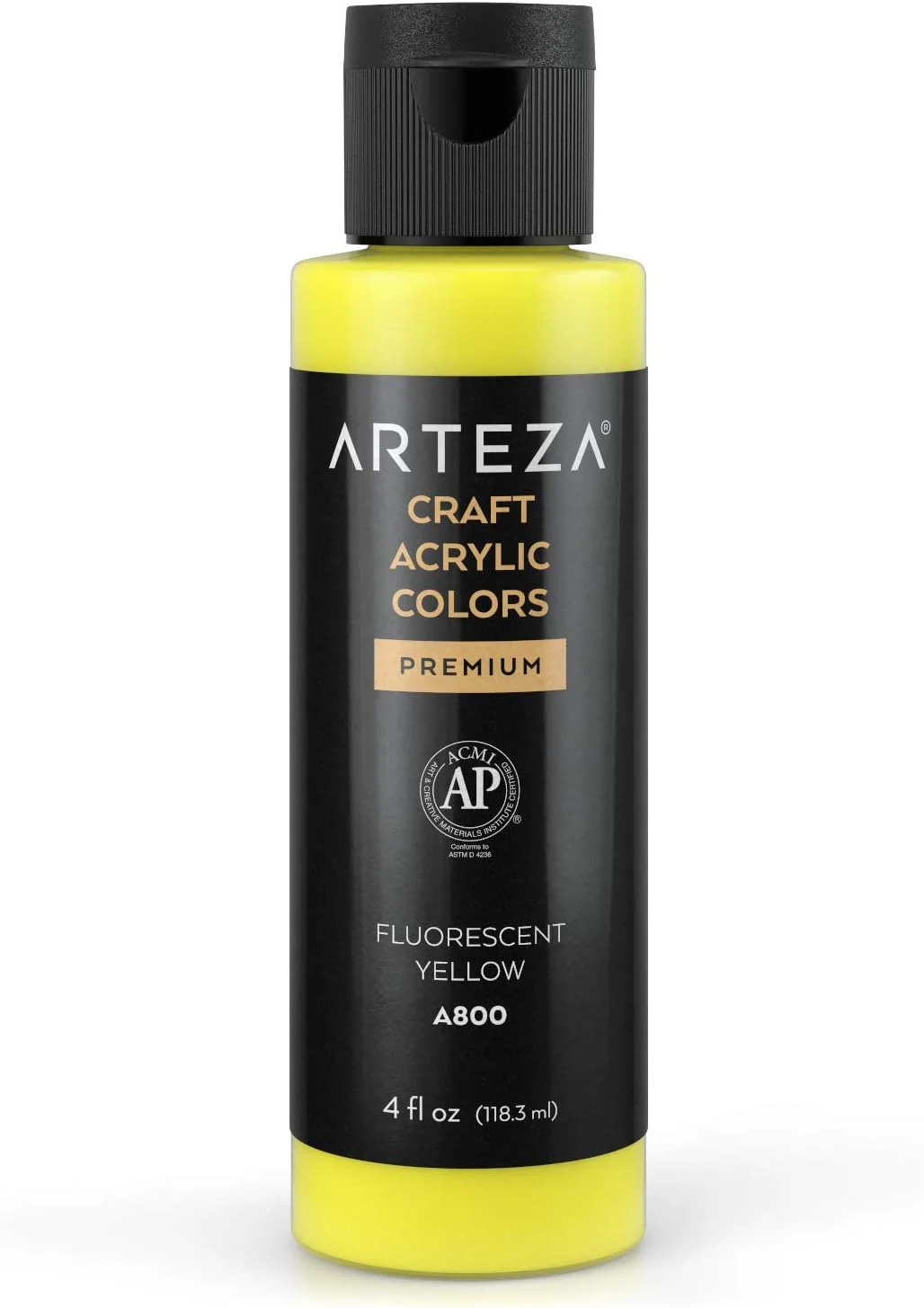 ARTEZA Craft Acrylic Paint - A800 Fluorescent Yellow (118ml)