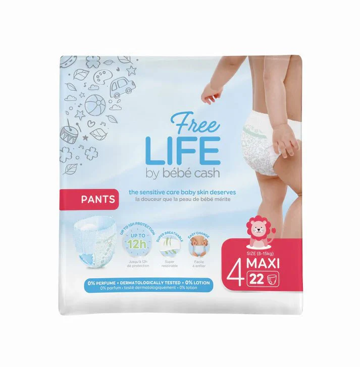 Bebe Cash Free Life 22 Pack Baby/Toddler Nappy Pants Maxi T4 8-15kg