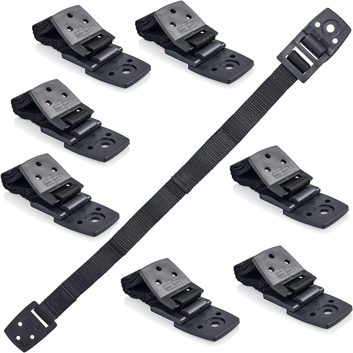 Bebe Earth Furniture Straps - Anti Tip Strap for Baby Proofing & Child Safety - 8 Pack - Black