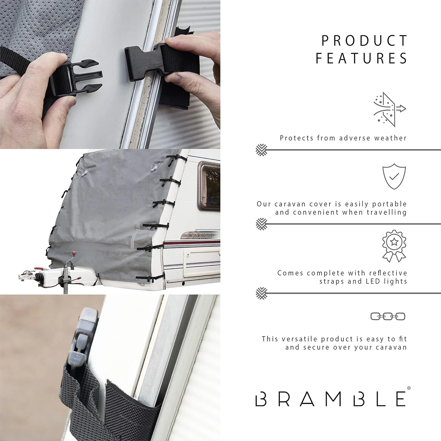 Bramble - Front Towing Caravan Cover with Reflective Straps - Image 5