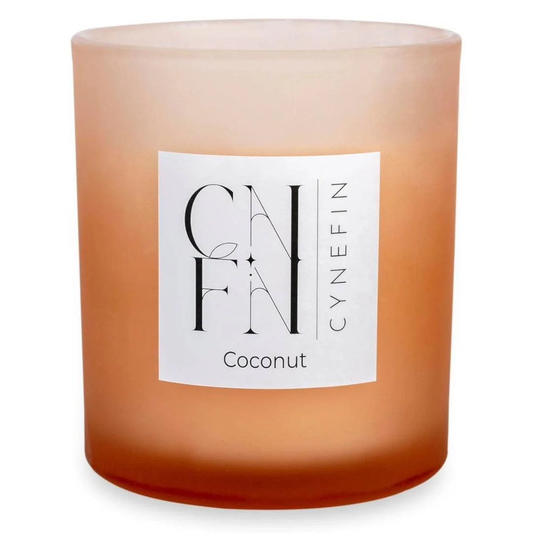 CNFN Coconut Scented 400g Candle - 100% Coconut Wax (40 Hrs Burning)
