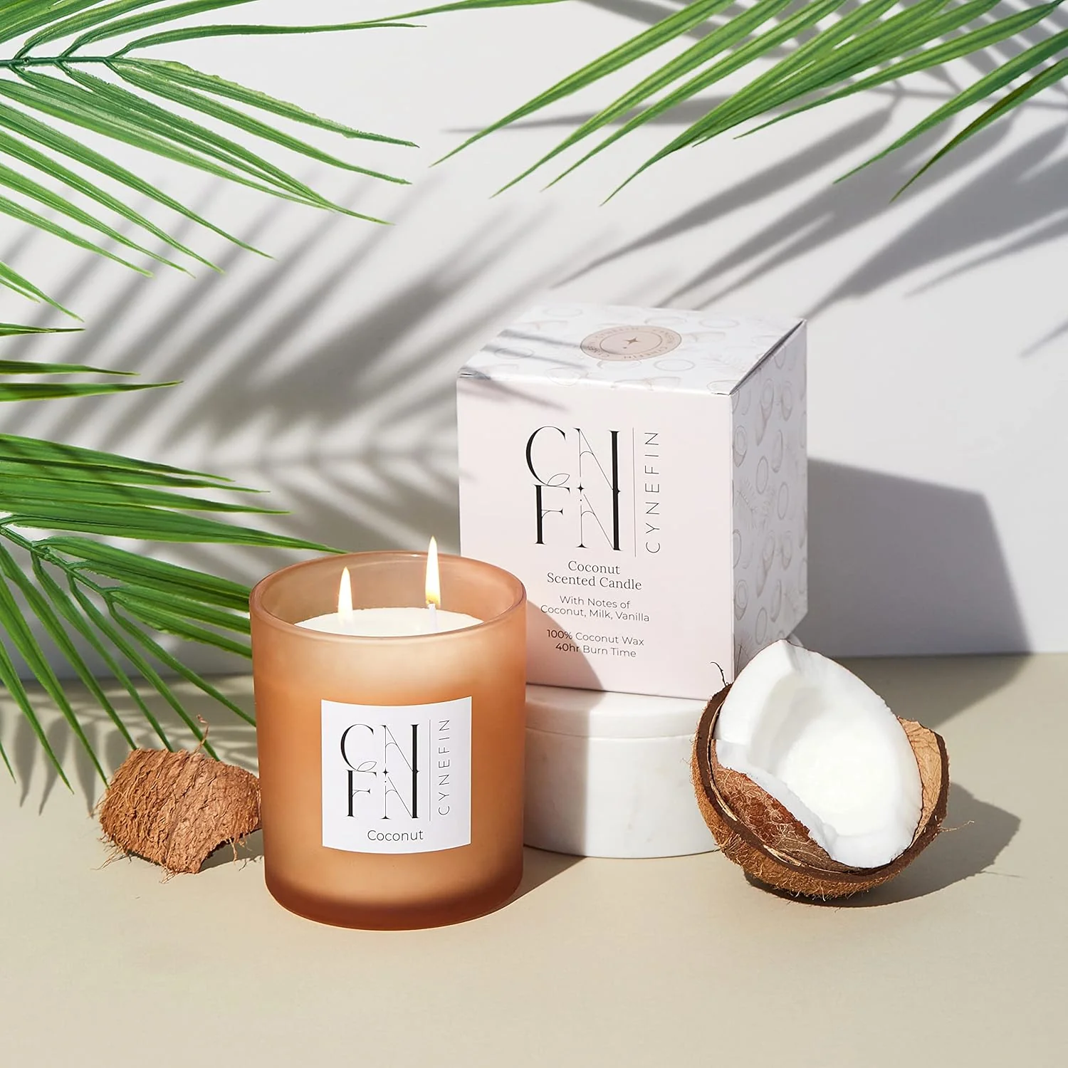 CNFN Coconut Scented 400g Candle - 100% Coconut Wax (40 Hrs Burning) - Image 3