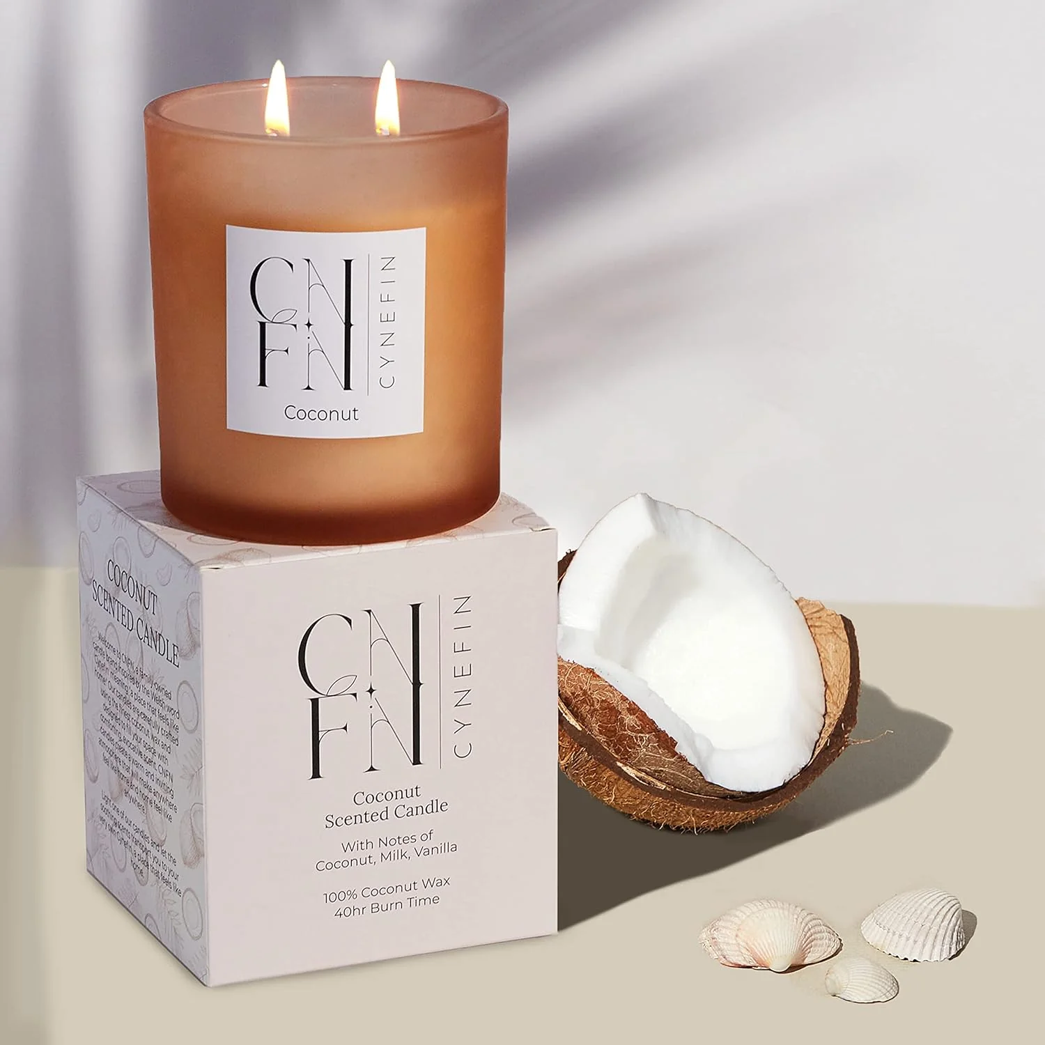CNFN Coconut Scented 400g Candle - 100% Coconut Wax (40 Hrs Burning) - Image 4