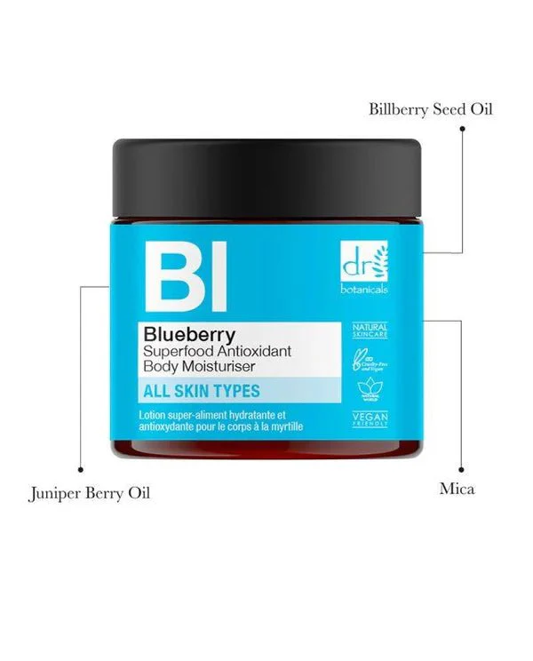 Dr Botanical Blueberry Superfood Antioxidant Body Moisturiser 60ml - Image 5