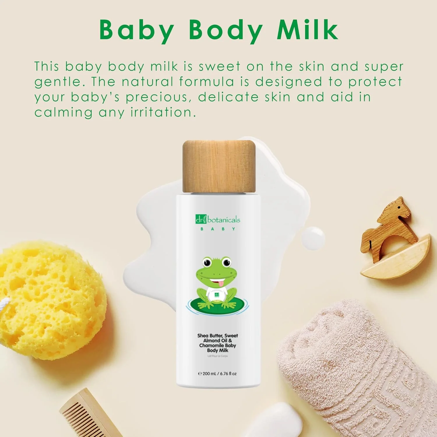 Dr Botanical Sweet Almond Oil & Chamomile Baby Body Milk 200ml x3 - Image 5
