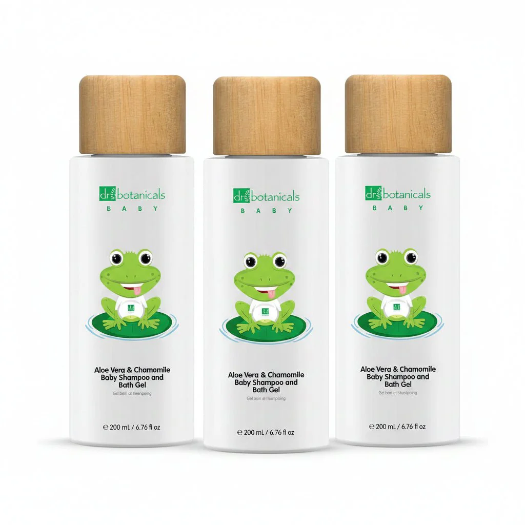Dr Botanicals Aloe Vera & Chamomile Baby Shampoo and Bath Gel 200ml x3