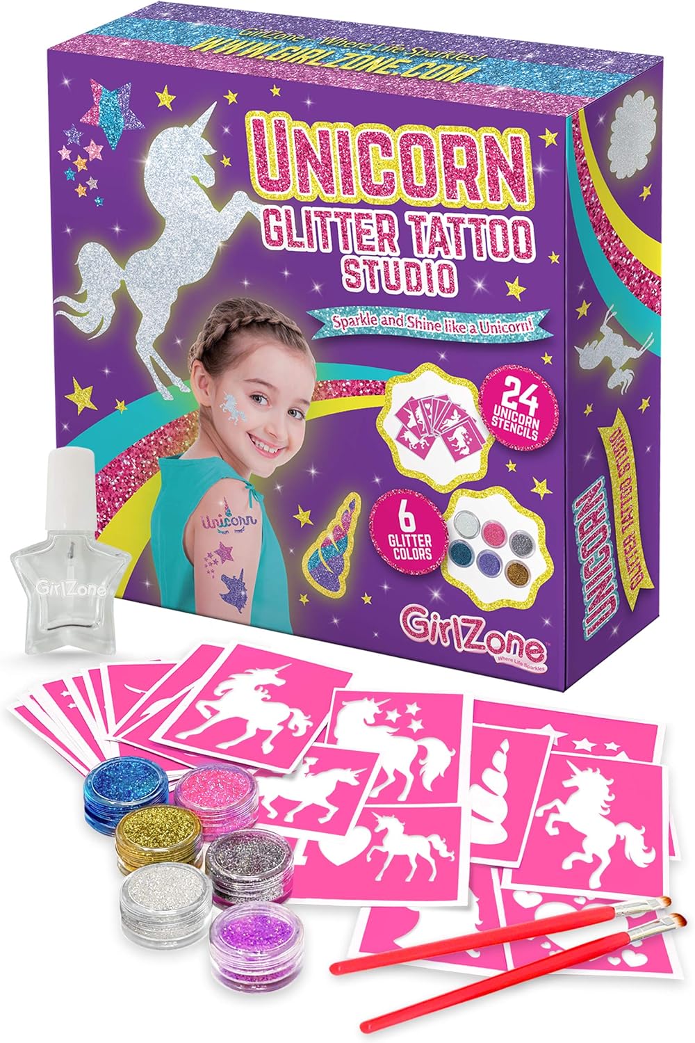 GirlZone Unicorn Glitter Tattoo Studio for Kids