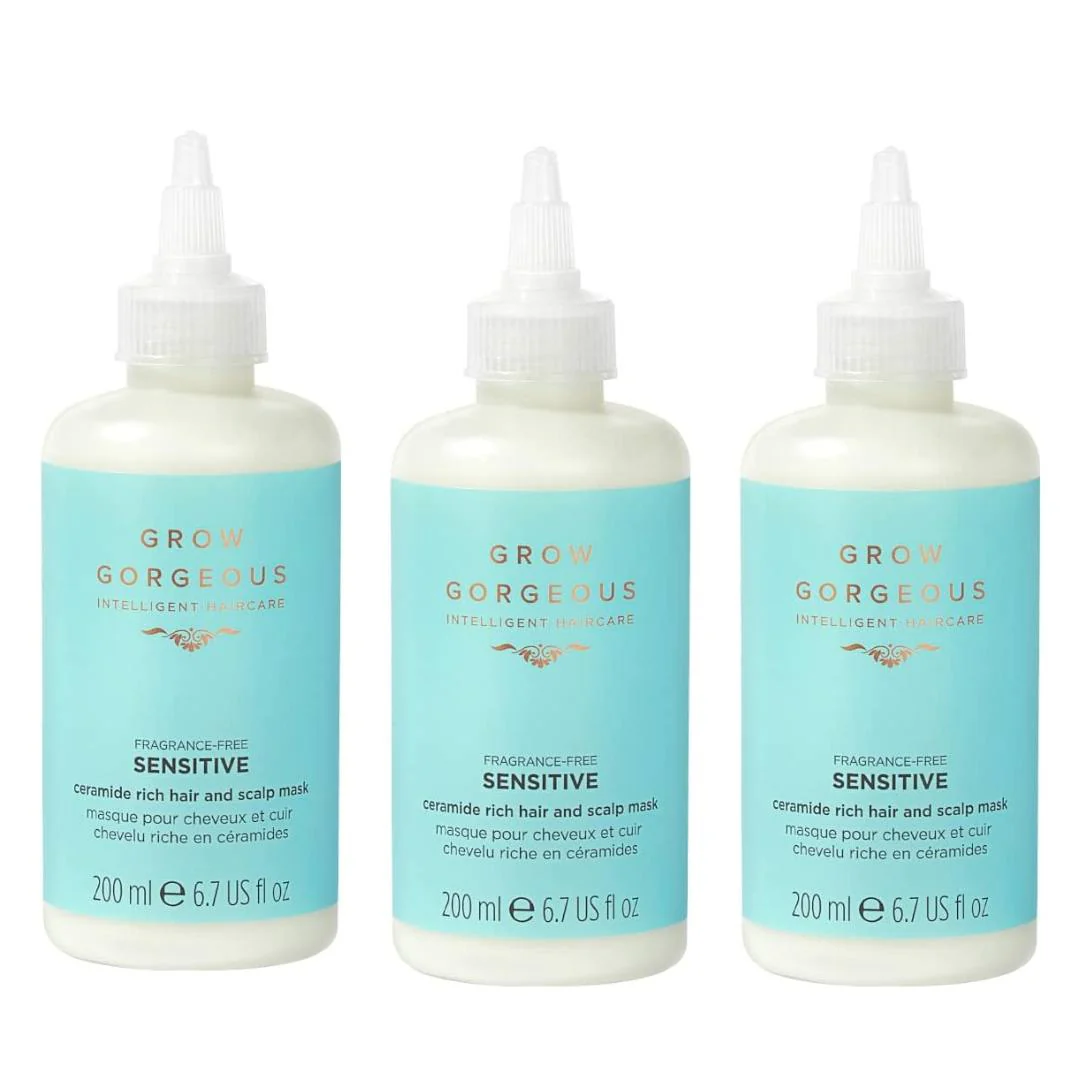 Grow Gorgeous Sensitive Fragrance Free Ceramide Rich Hair & Scalp Mask - 3x200ml