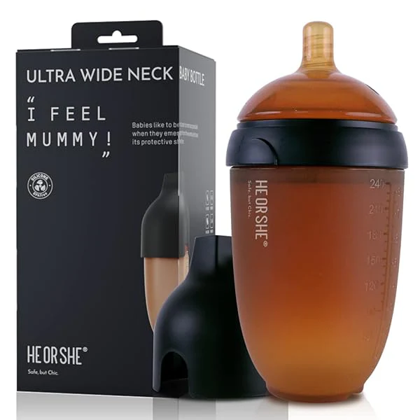 HE OR SHE Silicone Ultra Wide Neck Baby Bottle - Anti Colic Bottle (240ml)