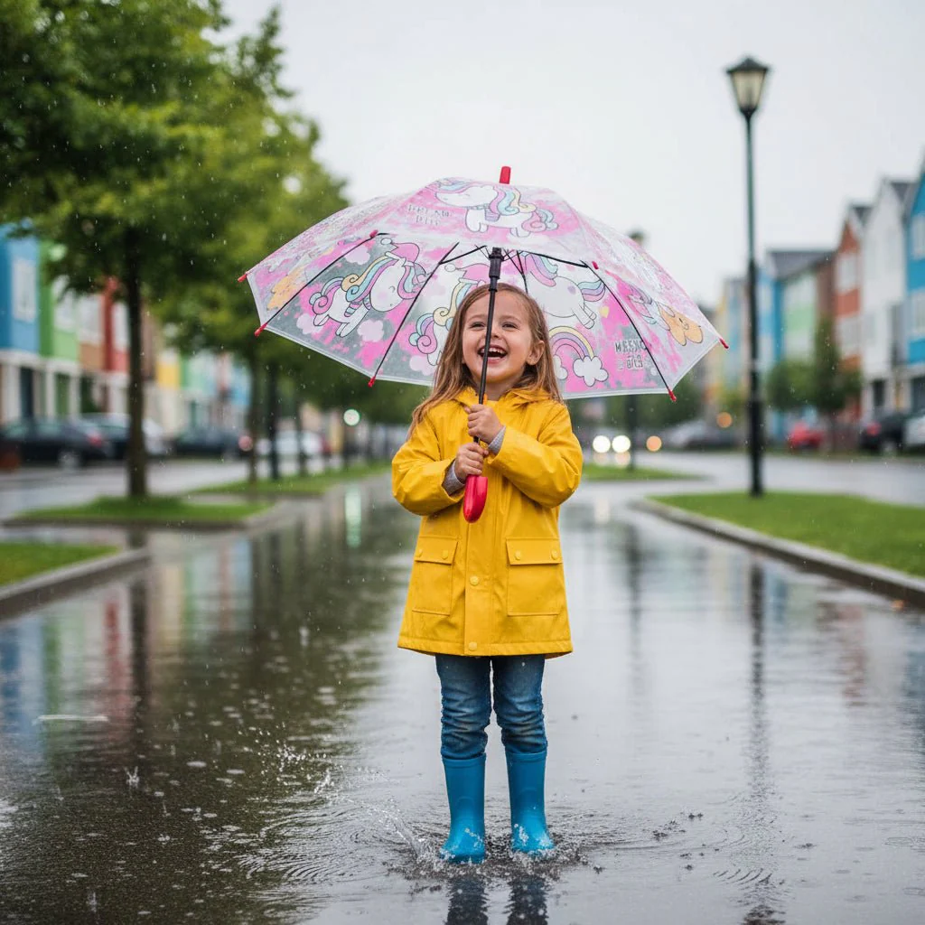 Kids Dome Umbrella - Pink Unicorn - Image 2