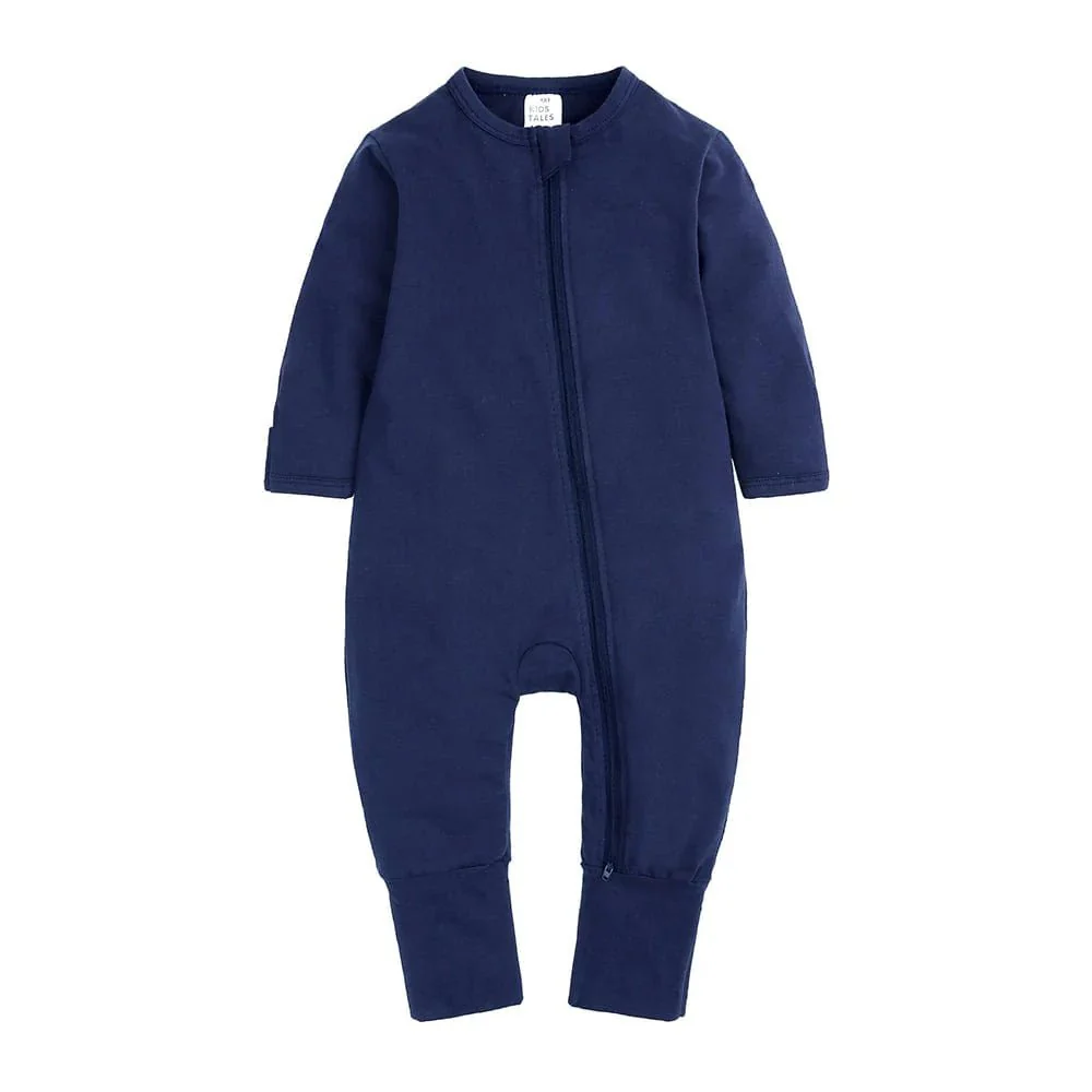 Kids Tales Navy Blue Baby Zip Sleepsuit (Various Sizes)