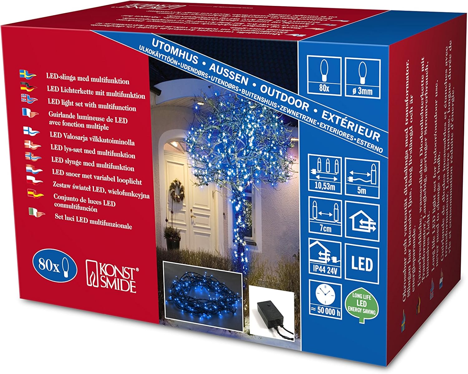 Konstsmide LED 80 String Christmas Lights - Blue