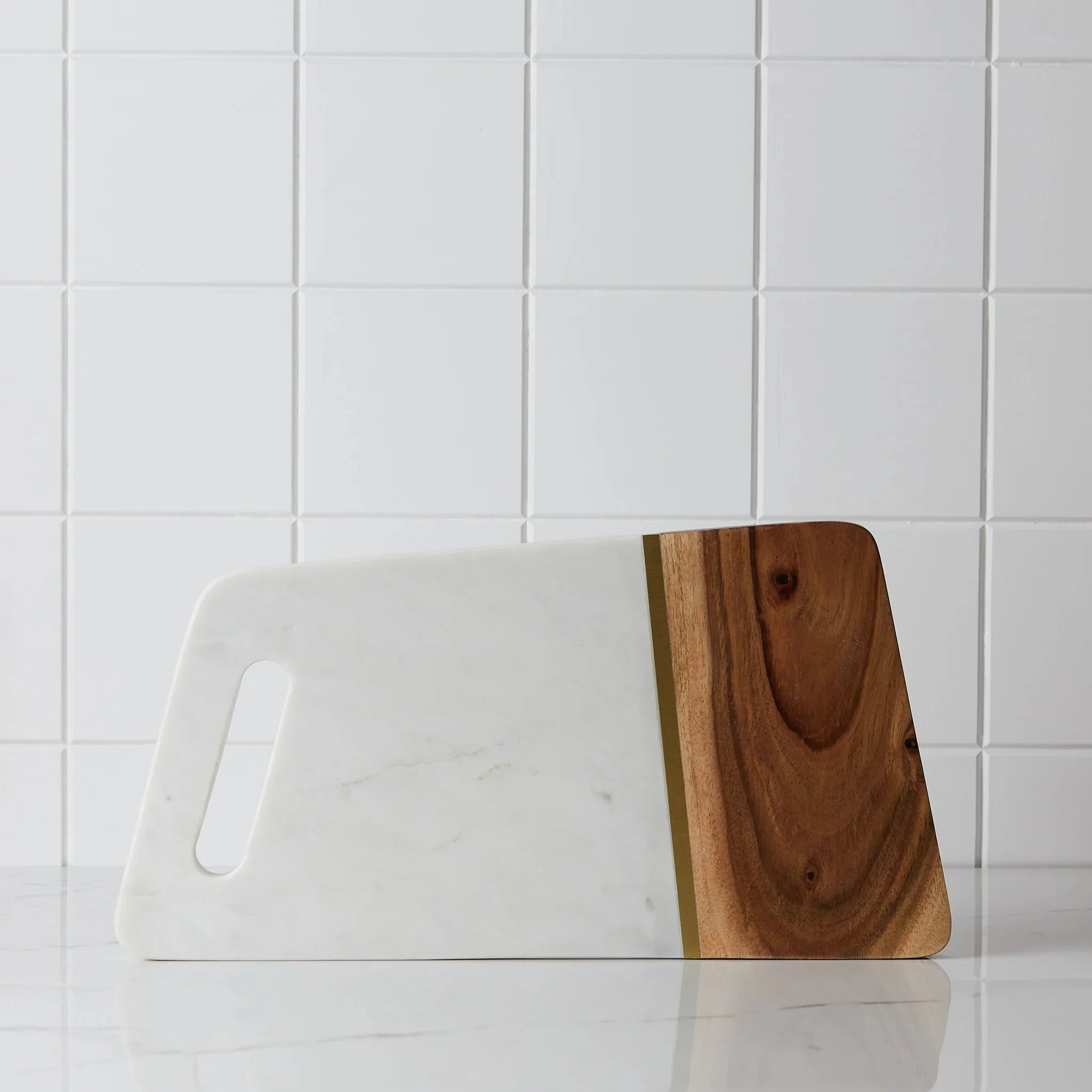 Lunar Oceans Marble & Acacia Wood Serving Cheese Board - Image 4