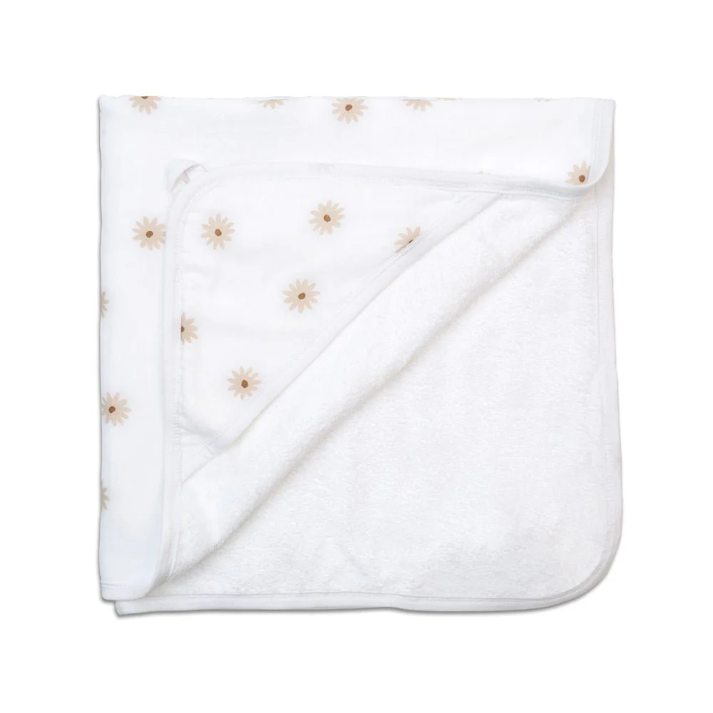 Lulujo Hooded Absorbent Baby Bath Towel - Daisies