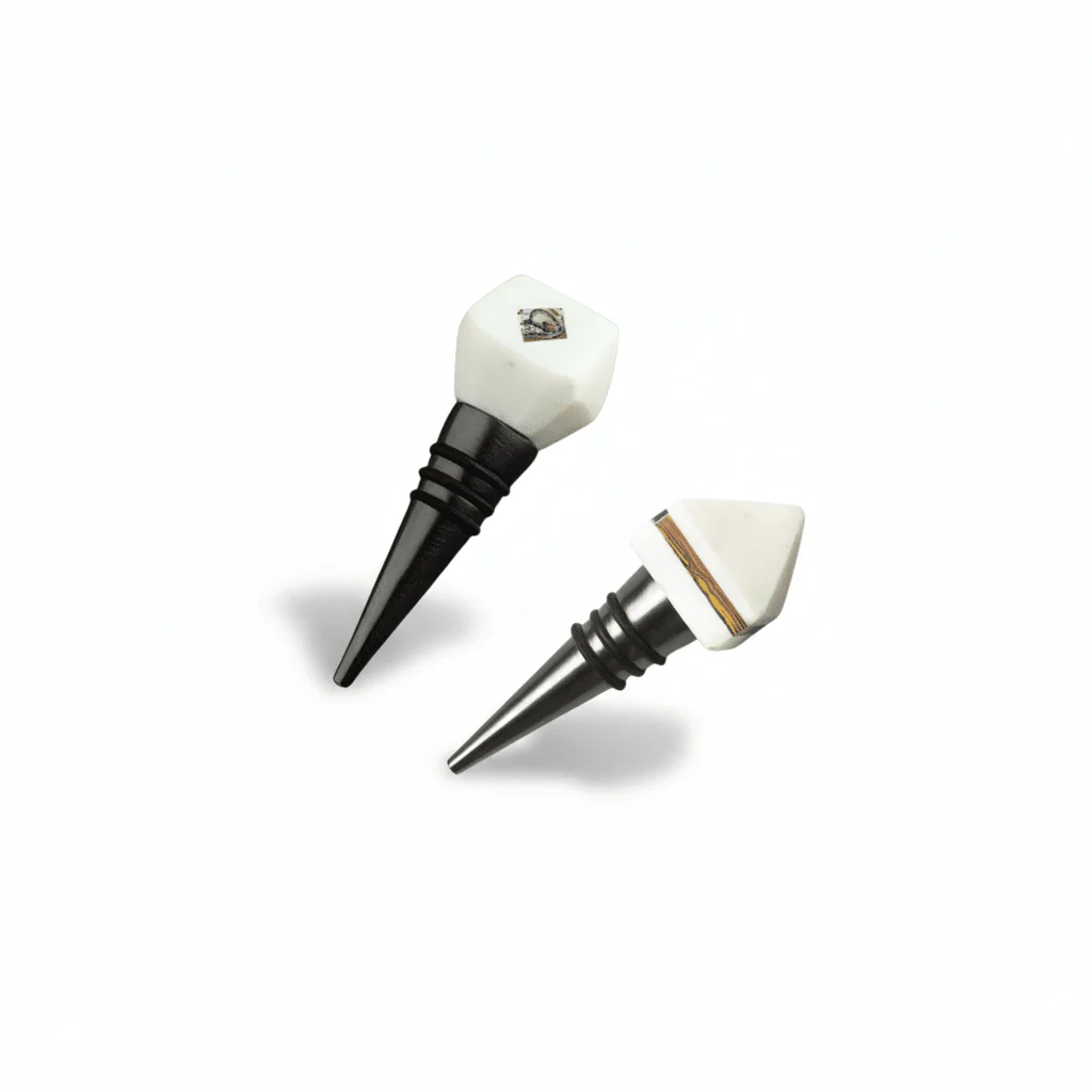 Lunar Ocean Marble & Mother of Pearl Wine Stopper - Set of 2