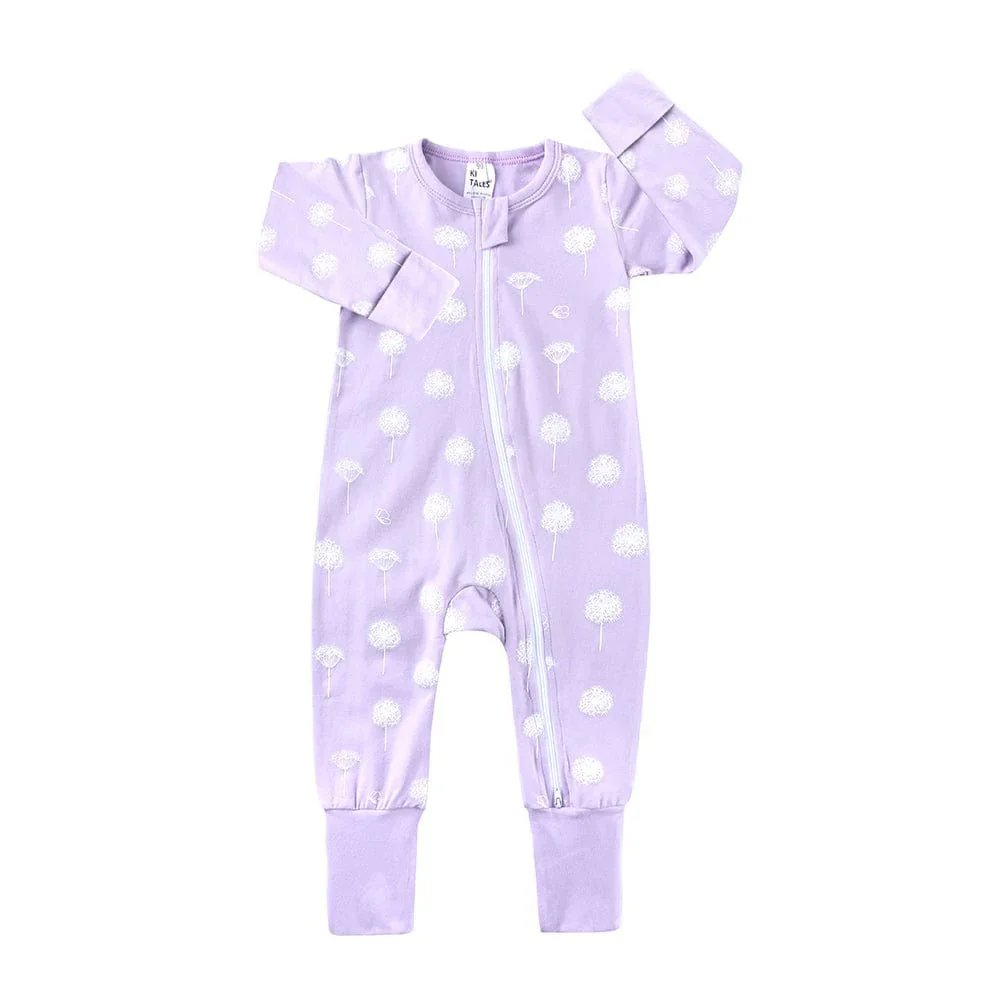 Make A Wish Purple Zip Baby Sleepsuit (Various Sizes)