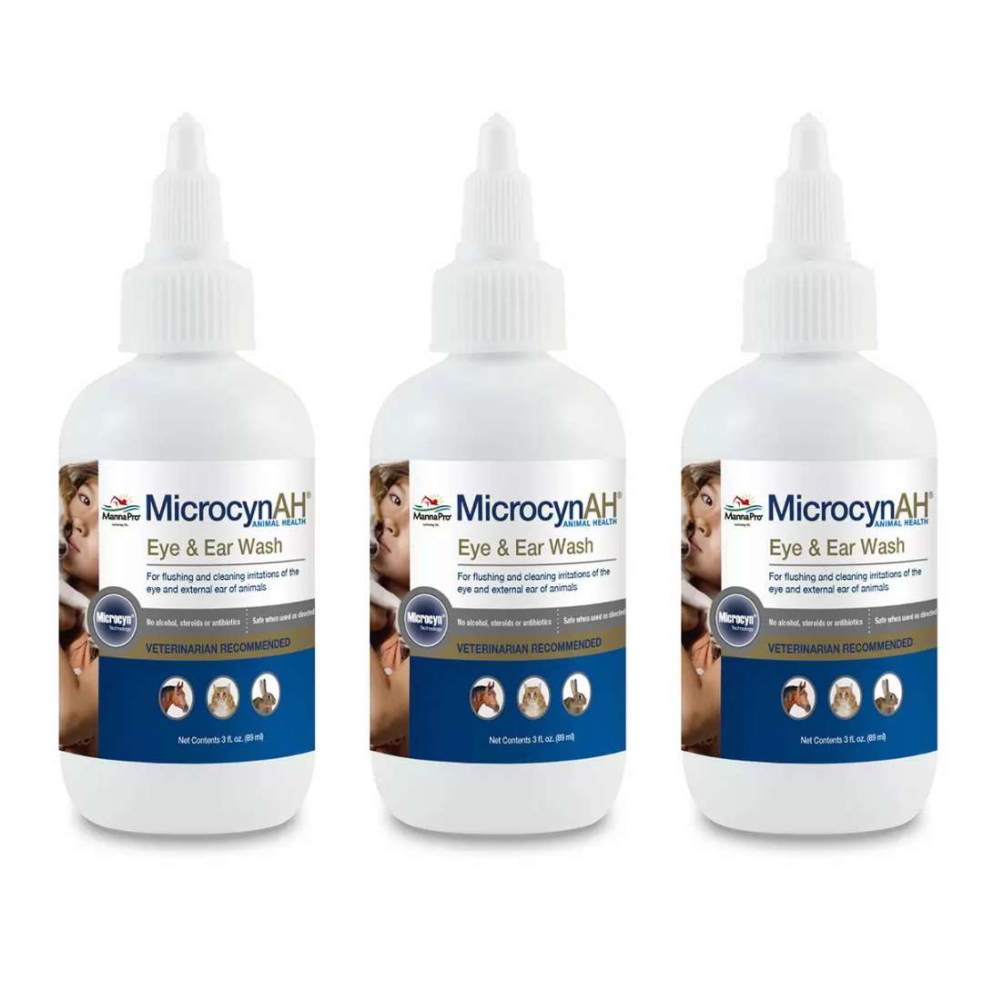 Microcyn AH Eye & Ear Wash, Cleaning & wound care for Pets - 89ml X3