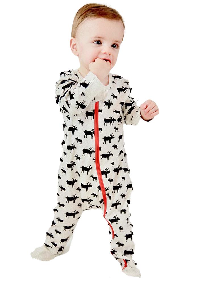 Moose Zip Baby Sleepsuit with Hand & Feet Cuffs (Various Sizes) - Image 4