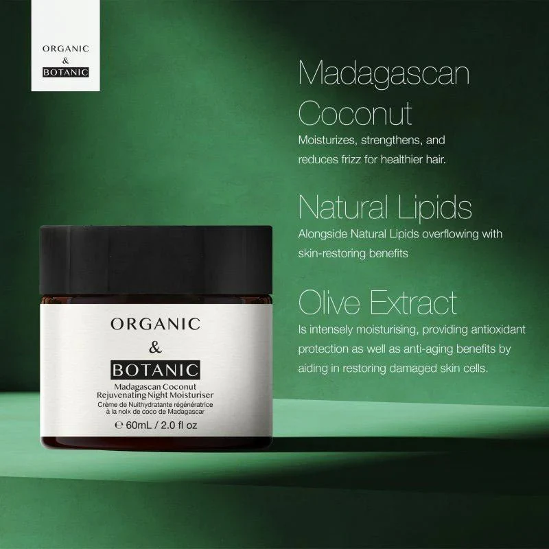 Organic & Botanic Madagascan Coconut Rejuvenating Night Moisturiser 60ml - Image 2