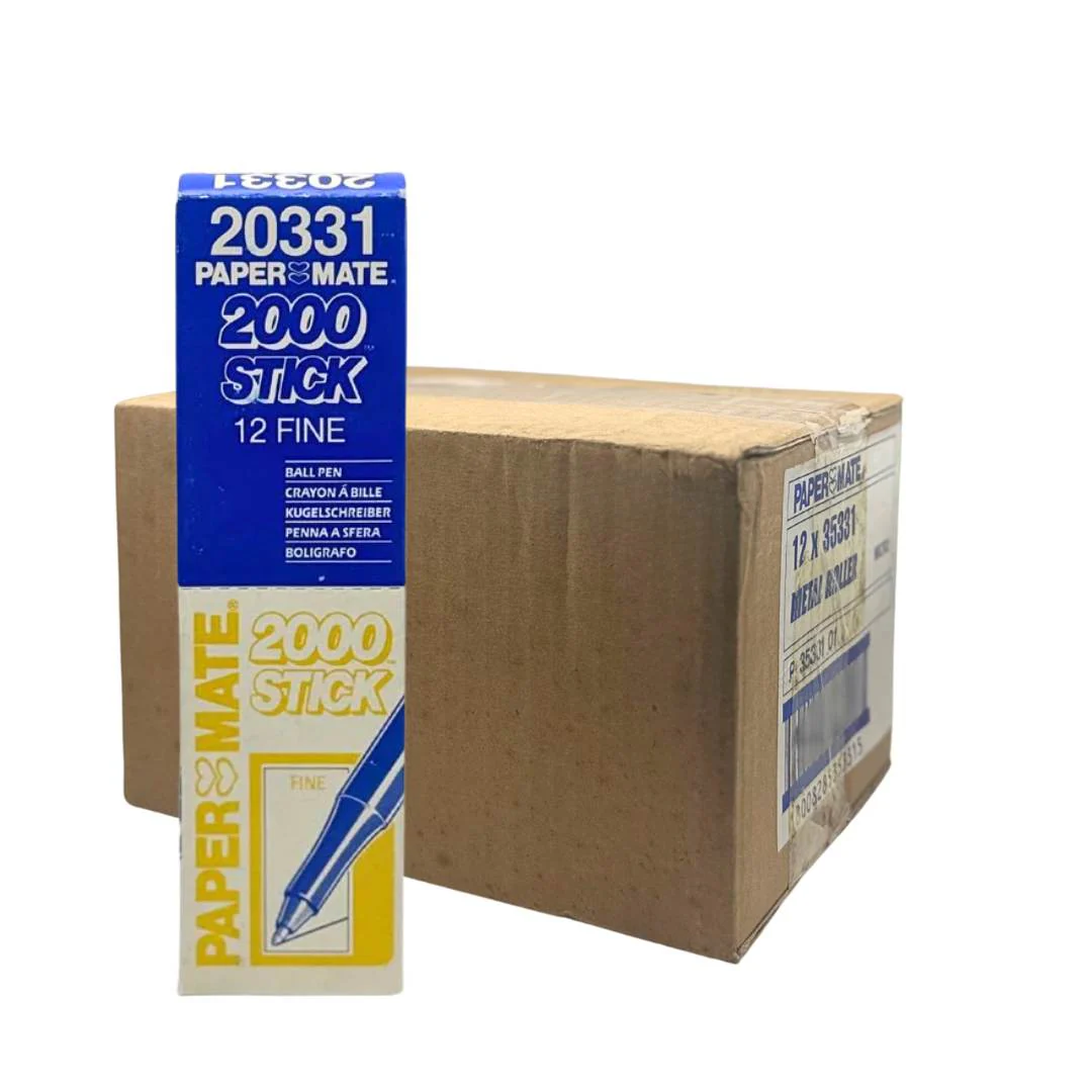 Paper Mate 2000 Stick Fine Ballpoint Pens - Bulk Pack 144 Pens (Blue)