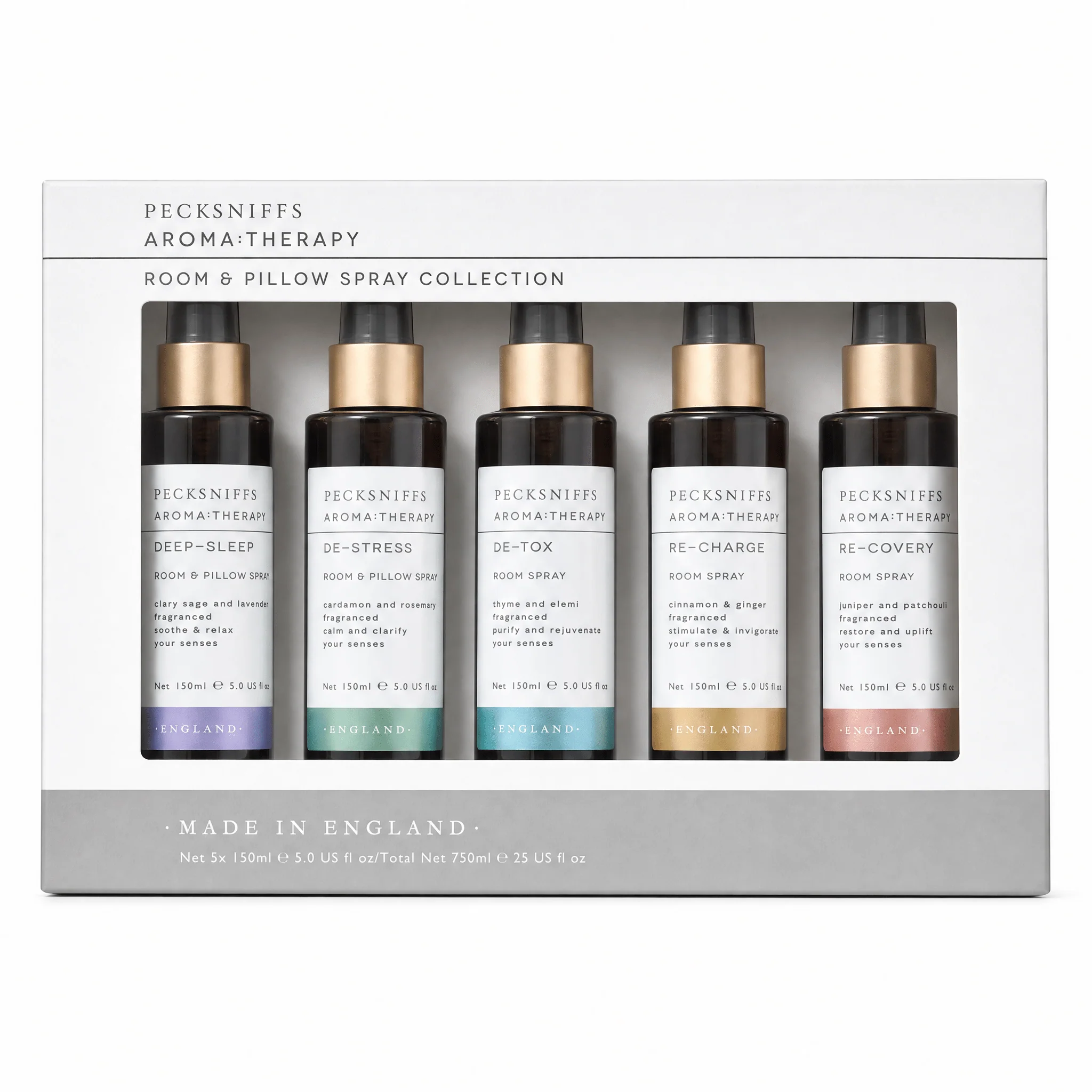 Pecksniffs Aroma:Therapy Room & Pillow Sprays - 5 Piece Set