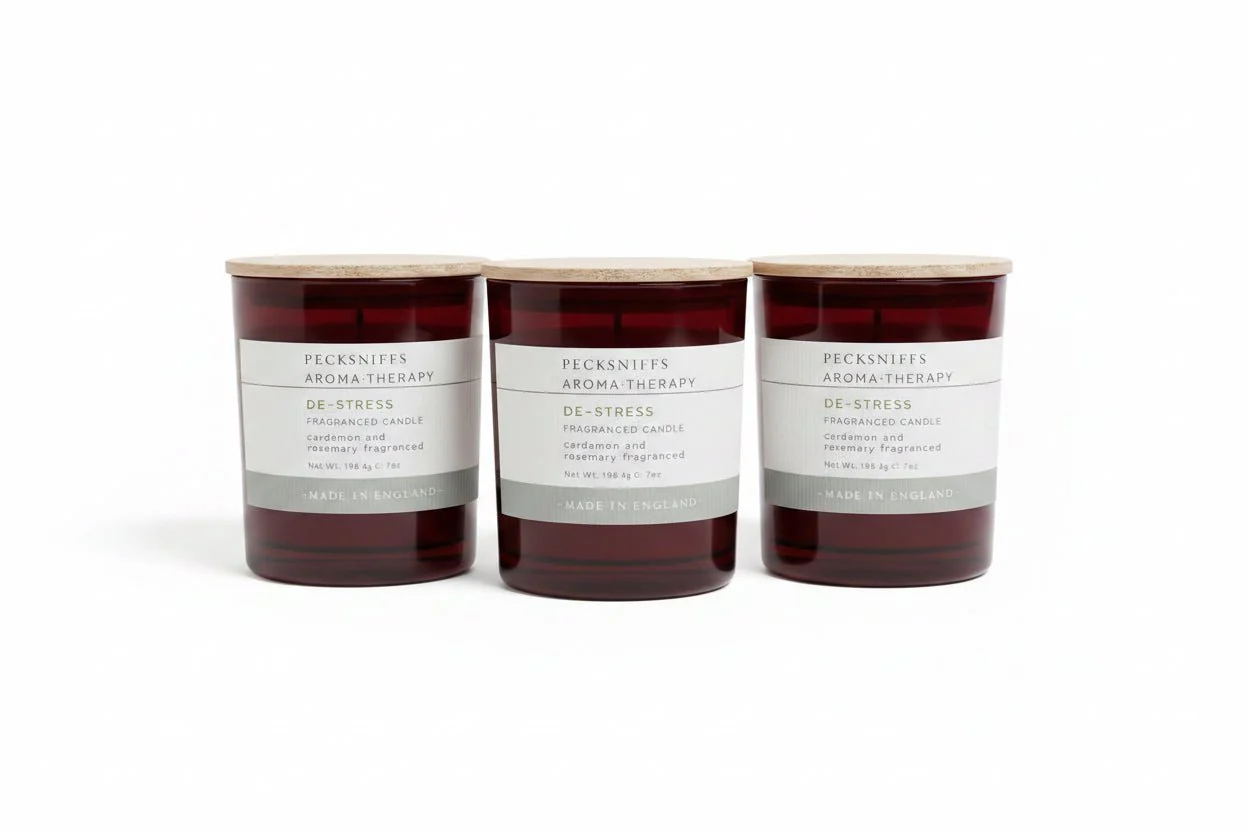 Pecksniffs Cardamom Rosemary De-Stress Aromatherapy Candle 198g x3