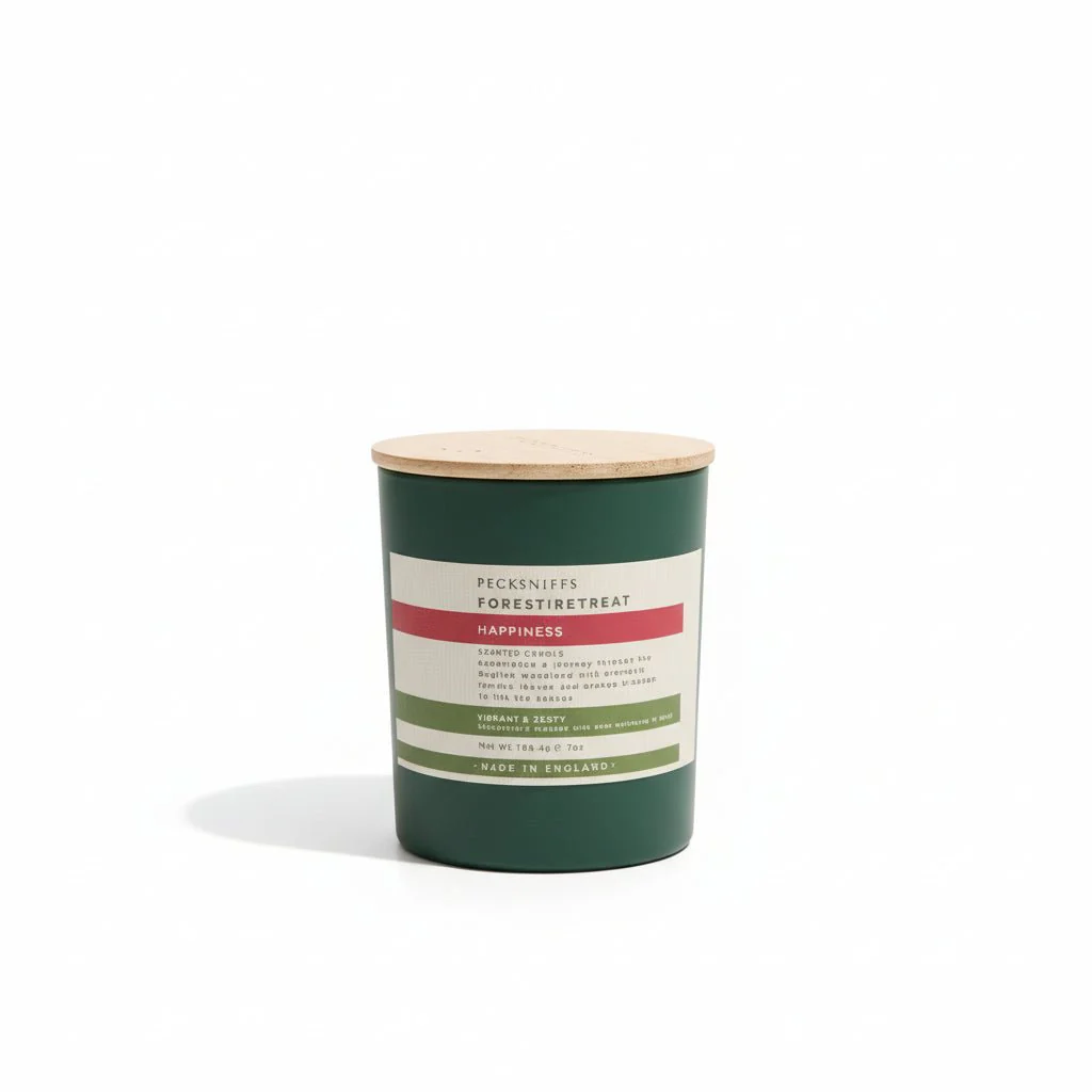 Pecksniffs Aromatic Happiness Forest Retreat Scented Candle with Wooden Lid 198g