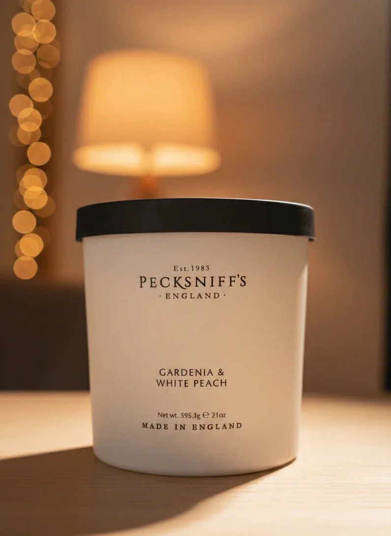 Pecksniffs Gardenia & White Peach Candle - 3 Wick (595g) - Image 2