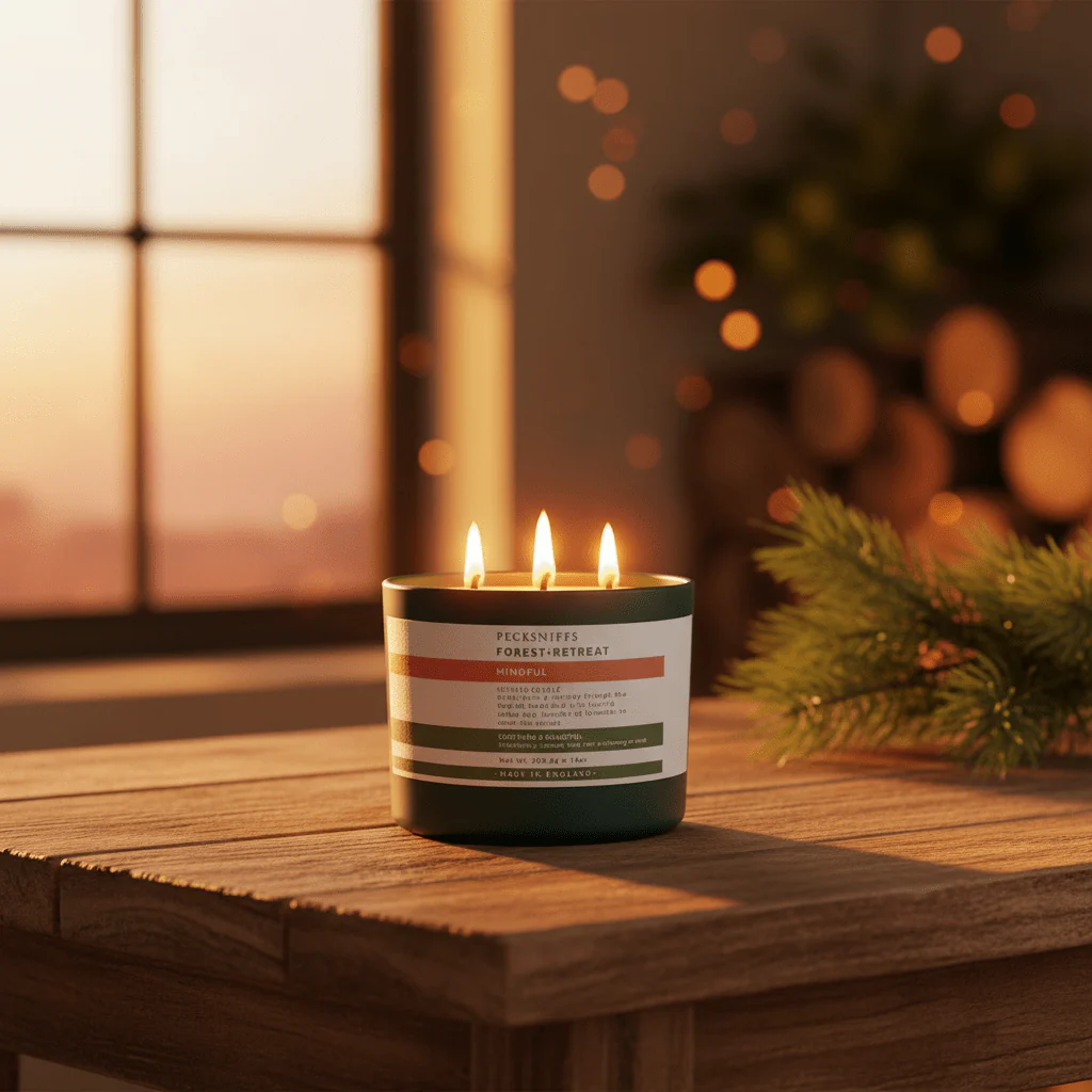Pecksniffs Forest Retreat Mindful Scented Candle with Wooden Lid 283g - Image 2