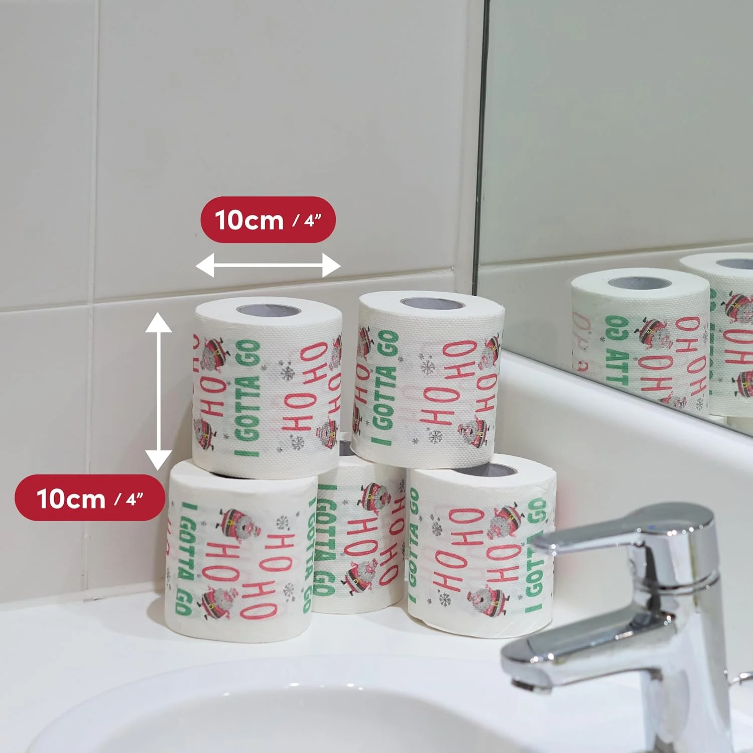 THE TWIDDLERS 5 Christmas Santa Toilet Rolls - 3-Ply Soft - Image 2