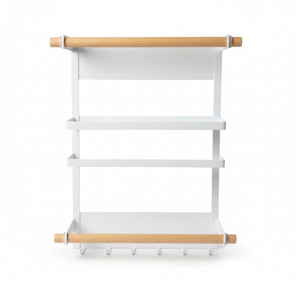 Magnetic Spice Rack with Paper Towel Holder - White