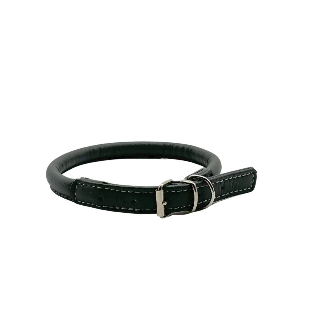 Project Blu Grey Rolled ELeather Collar (S)