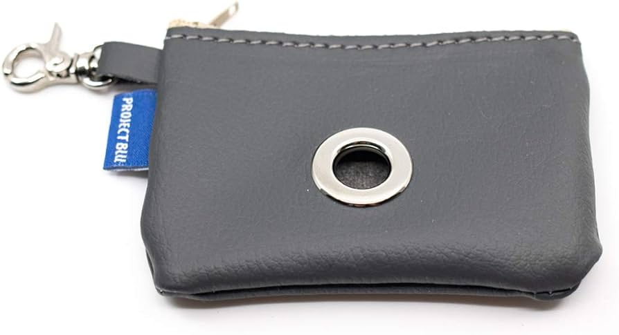 Project Blu Malibu Grey Leather Dog Poop Bag Holder