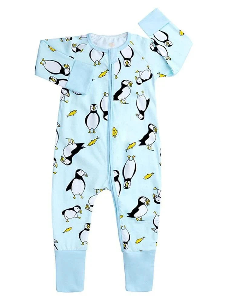 Puffins Baby Zip Sleepsuit with Hand & Feet Cuffs (Various Sizes)