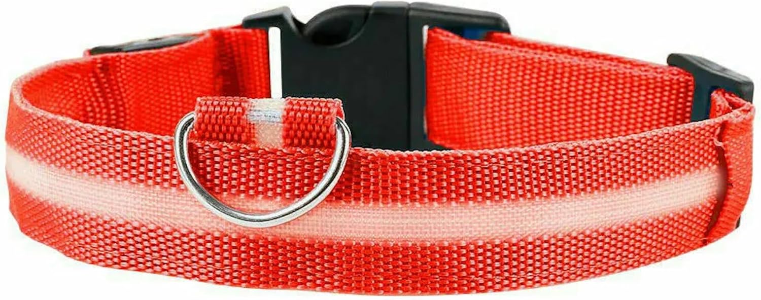 Rechargeable & Adjustable LED Dog Collar - Red (Medium 40-48cm)