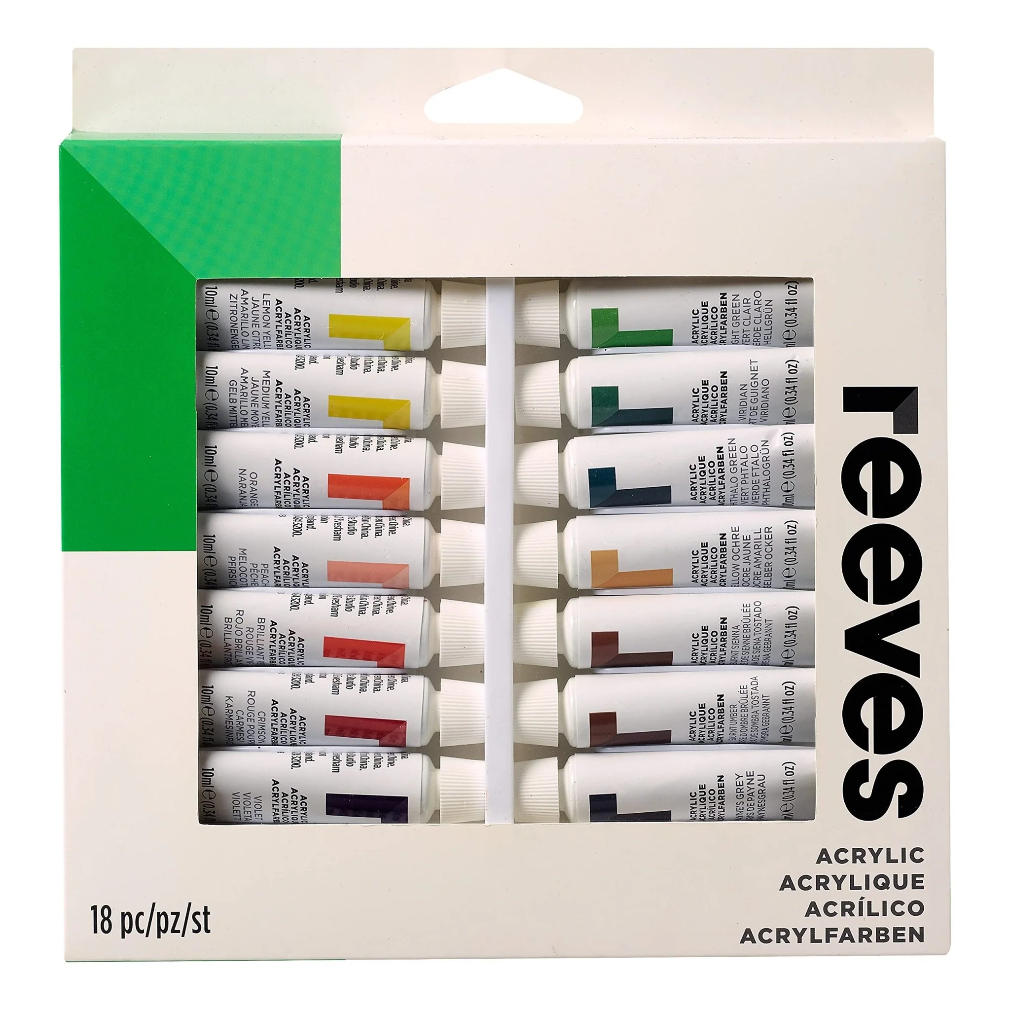 Reeves Acrylic Paint Set - Water-based Paints - 18 x 10ml