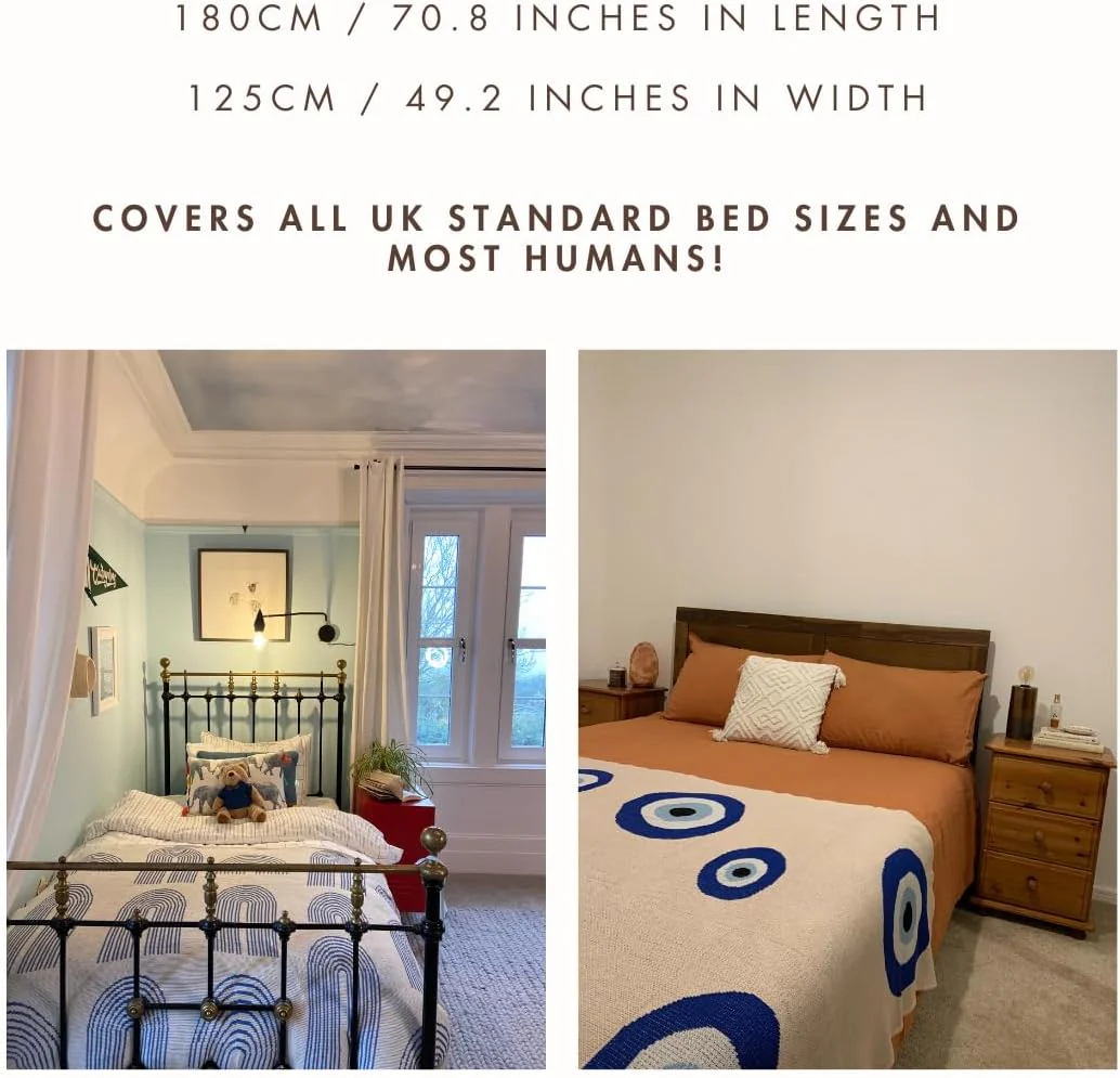Snuggery Mykonos Eye Middle Eye Line Throw Blanket (180x125cm) - Image 3