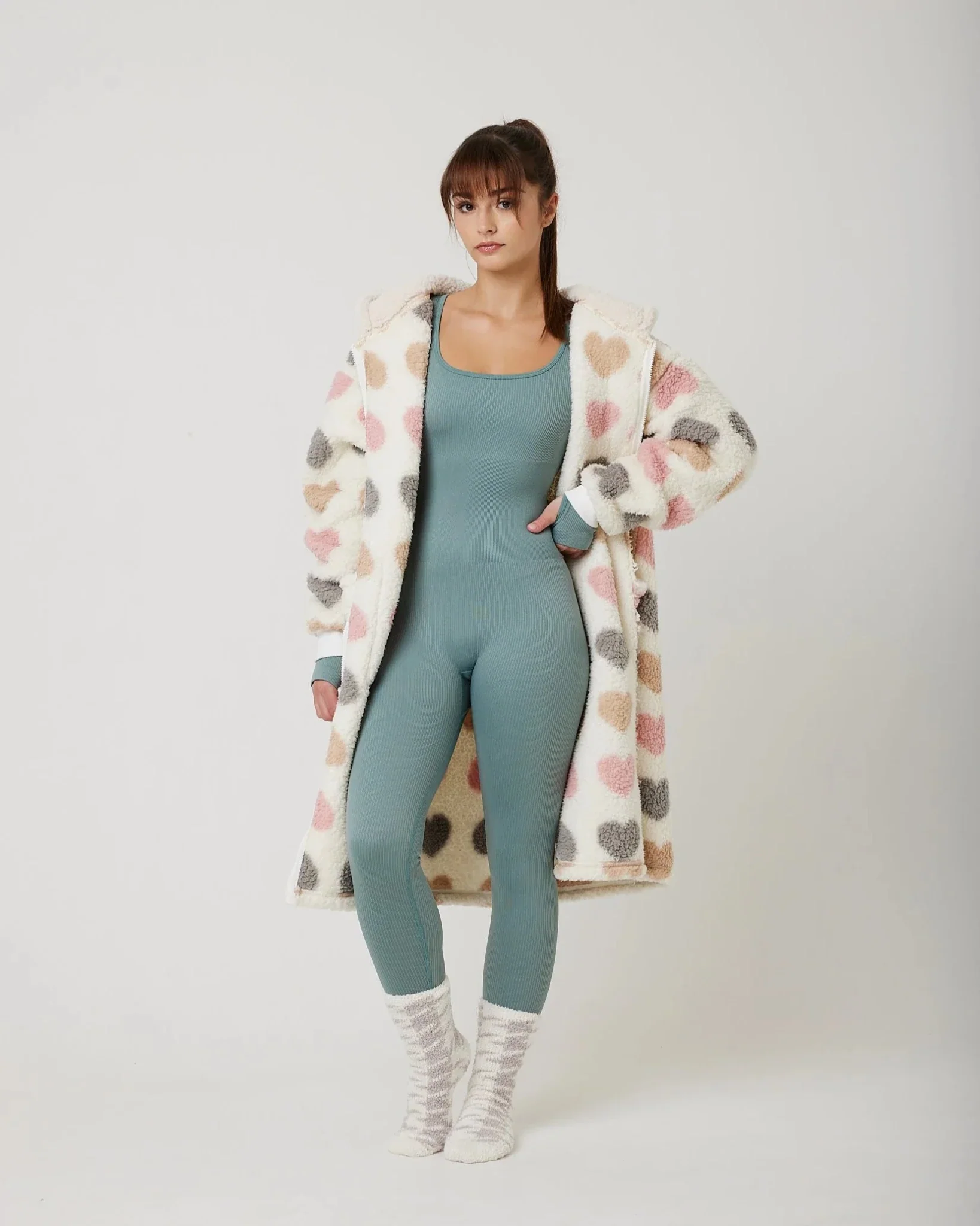 Snuggz Fit Ribbed Long Sleeve Green Seamless Jumpsuit (11009) - Image 4