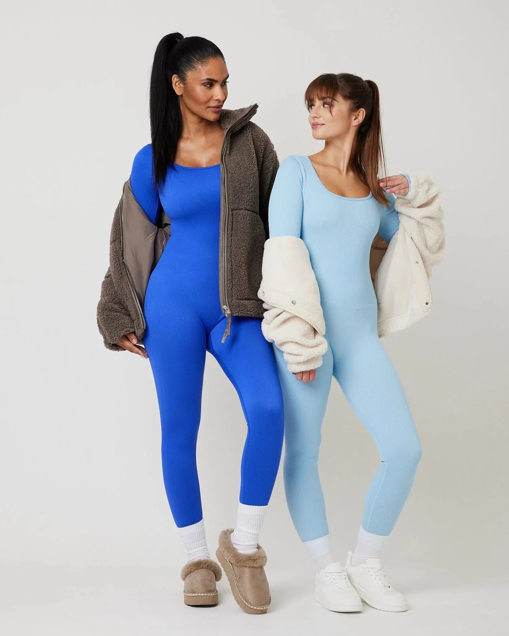 Snuggz Fit Ribbed Long Sleeve Light Blue Seamless Jumpsuit (11013) - Image 3