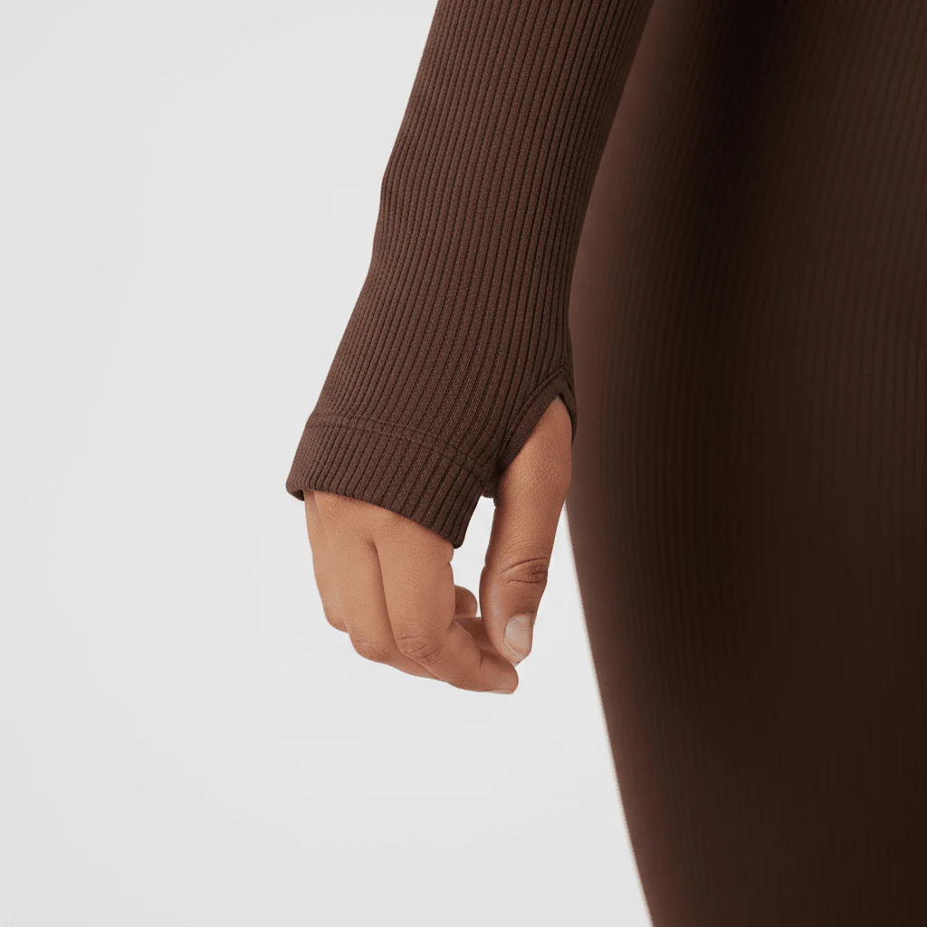 Snuggz Fit Ribbed Long Sleeve Coffee Seamless Jumpsuit (10005) - Image 4