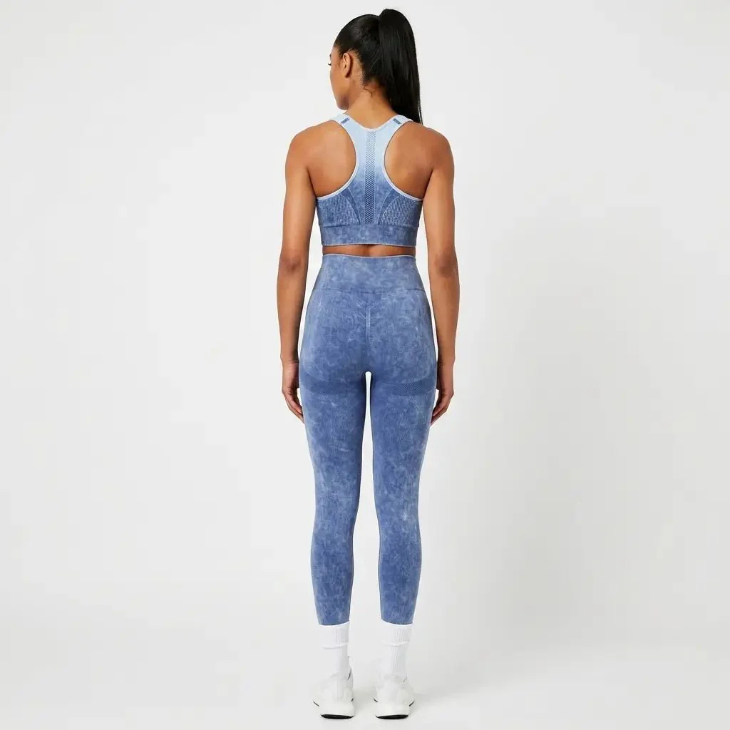Snuggz Fit Super Stretch Tie Dye Sculpt Blue/White Legging Bar Set (11057) - Image 2
