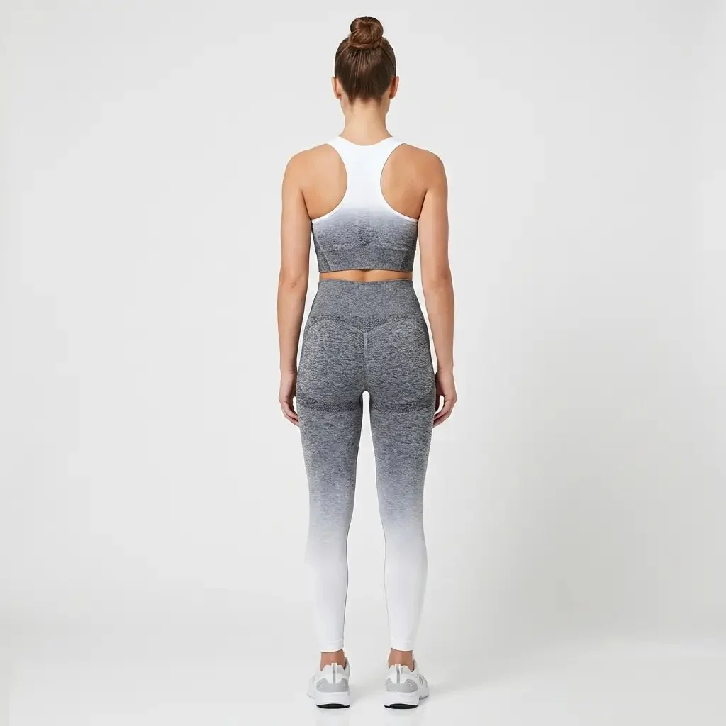 Snuggz Fit Super Stretch Tie Dye Sculpt Grey-White Legging Bar Set (11054) - Image 2