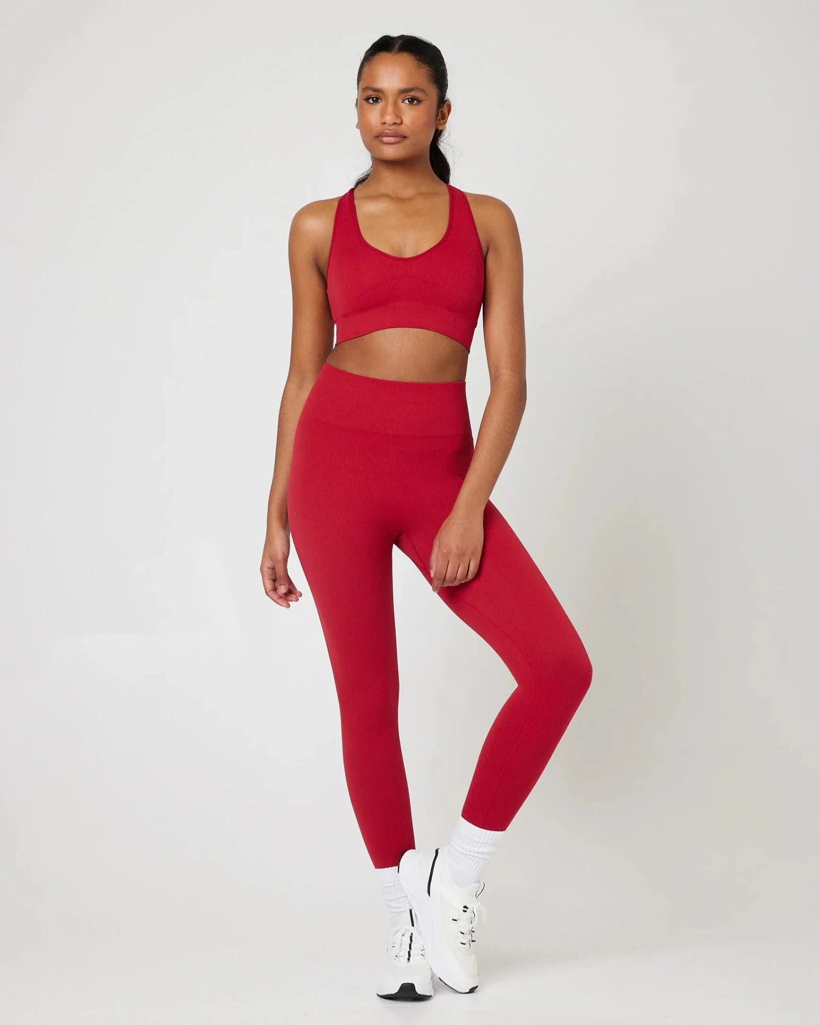 Snuggz Fit Super Stretch V Neck Bar and Legging (11066) Berry Set (Various Sizes)