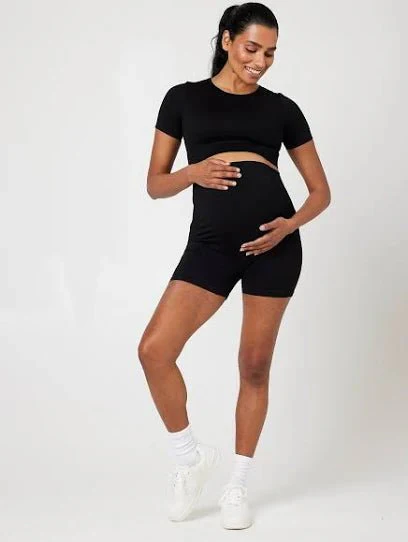 Snuggz Maternity Ribbed Cropped Set - Black (11036) - Image 2